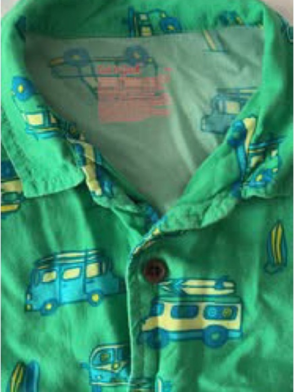 Cat & Jack 5T green button down short-sleeve summer shirt